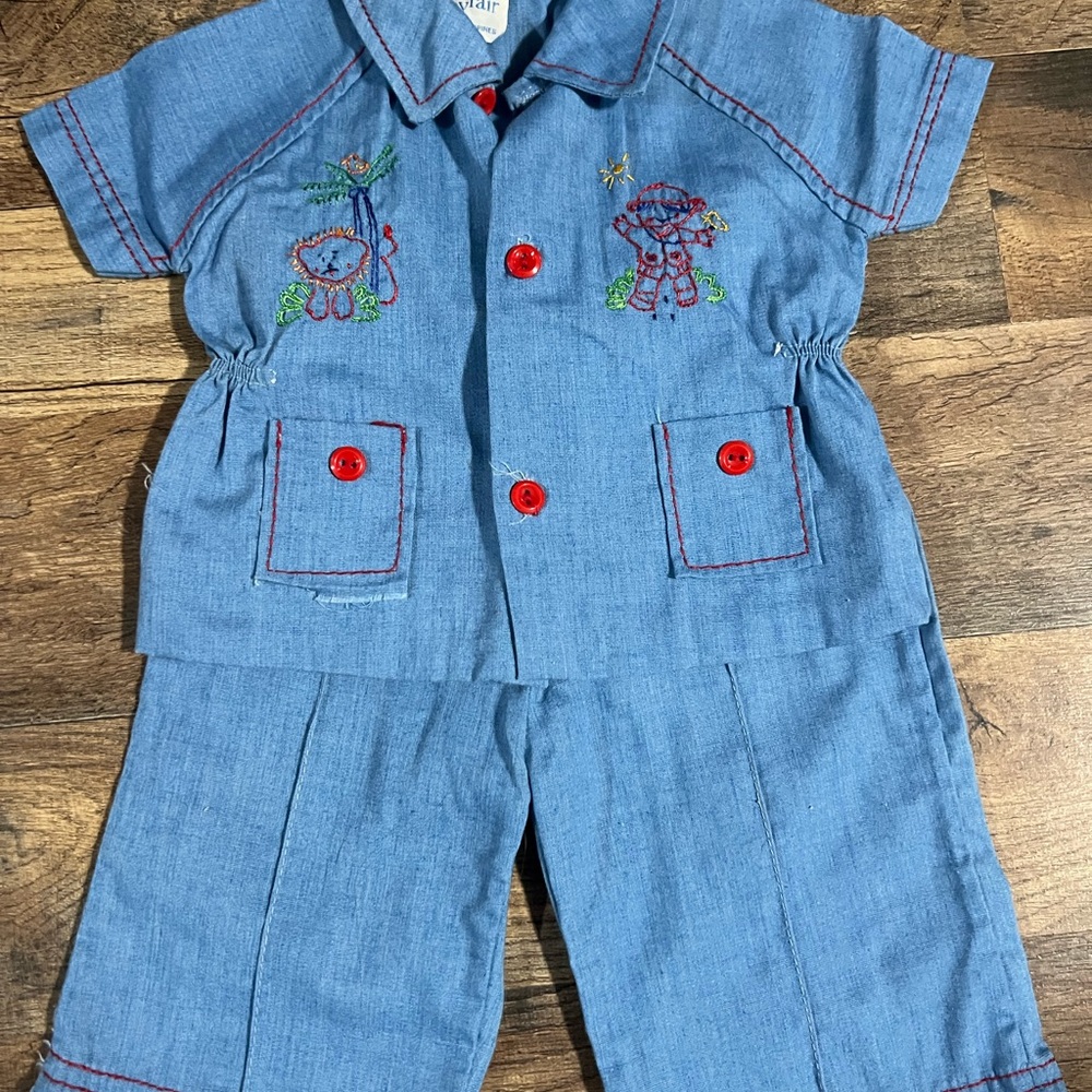 Kids Denim Embroidered Matching Set 3-6M LIKE NEW